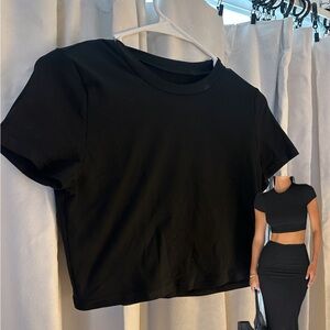 Black Women's Crop Top Skirt Set
